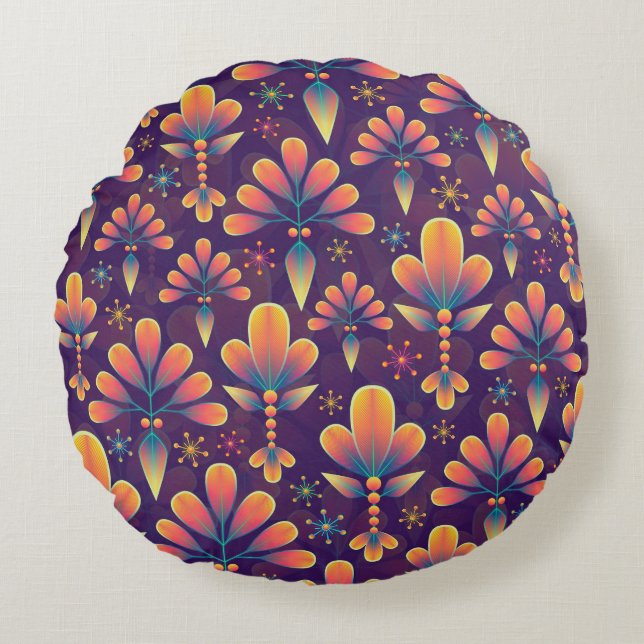 fleurs en fleurs en coussin rond fleurie (Devant)