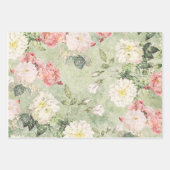 Fleurs En Mosaïque Verte Style Papier Enveloppant (Devant)
