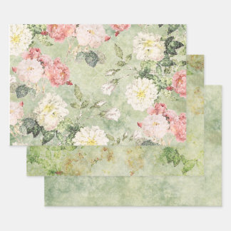 Fleurs En Mosaïque Verte Style Papier Enveloppant