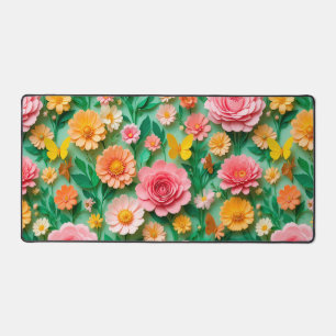 Fleurs en papier colorées et papillons