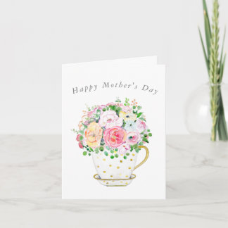 fleurs en tasse Carte de fête des mères