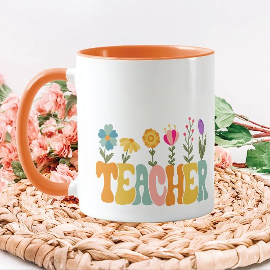 Fleurs enjouées Retro Enseignant Mug
