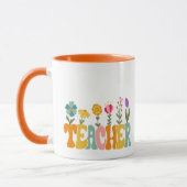 Fleurs enjouées Retro Enseignant Mug (Gauche)