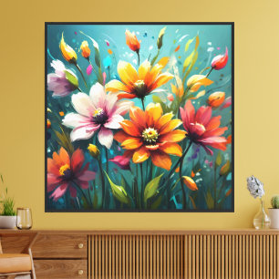 Fleurs Épanouies en Art Mural Vivant