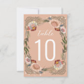 Fleurs esquissées Boho Peach Numéro de table (Devant)
