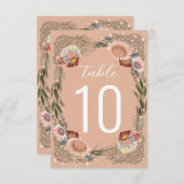 Fleurs esquissées Boho Peach Numéro de table (Devant / Derrière)