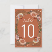 Fleurs esquissées Boho Terracotta Numéro de table (Dos)