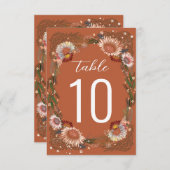 Fleurs esquissées Boho Terracotta Numéro de table (Devant / Derrière)