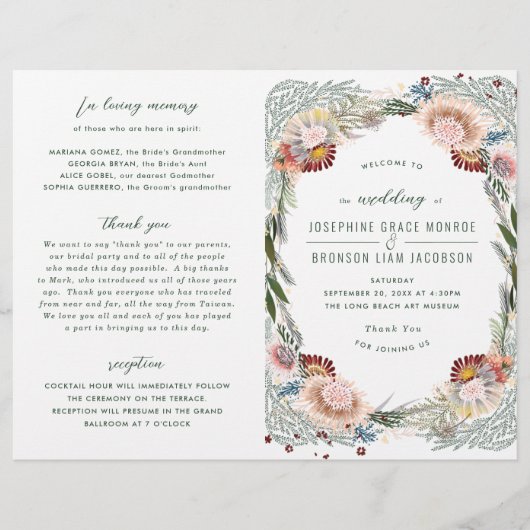 Fleurs esquissées Programme unique de mariage de c (Devant)