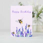 Fleurs et abeilles Carte d'anniversaire (Debout devant)