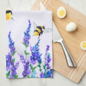 Fleurs et abeilles Serviette de cuisine Printemps (Quart Plié)