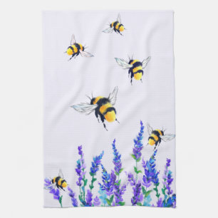 Fleurs et abeilles Serviette de cuisine Printemps