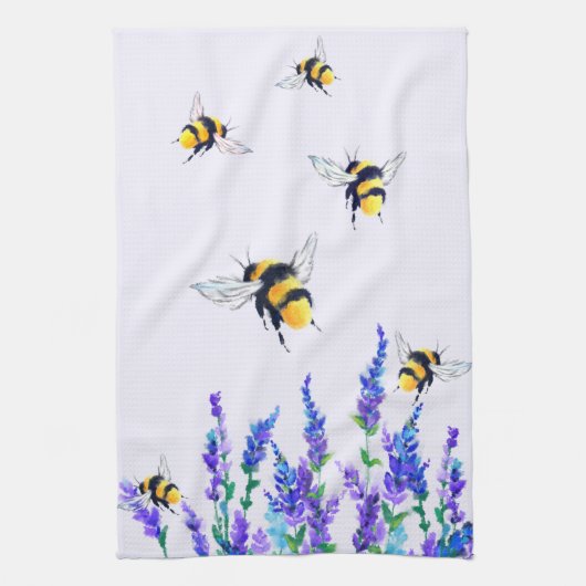 Fleurs et abeilles Serviette de cuisine Printemps (Vertical)
