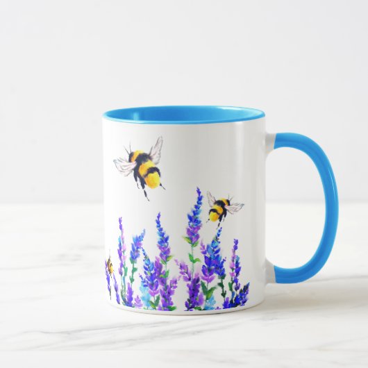 Fleurs et abeilles volant le cadeau de Mug (Droite)
