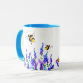 Fleurs et abeilles volant le cadeau de Mug (Devant gauche)