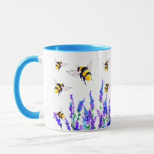 Fleurs et abeilles volent la Mug de café (Gauche)