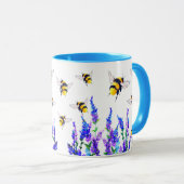 Fleurs et abeilles volent la Mug de café (Devant droit)