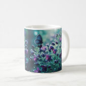 Fleurs et ailes : Mug à papillon bleu floral (Devant droit)