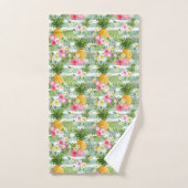 Fleurs et ananas tropicaux sur les rayures (Serviette à main)