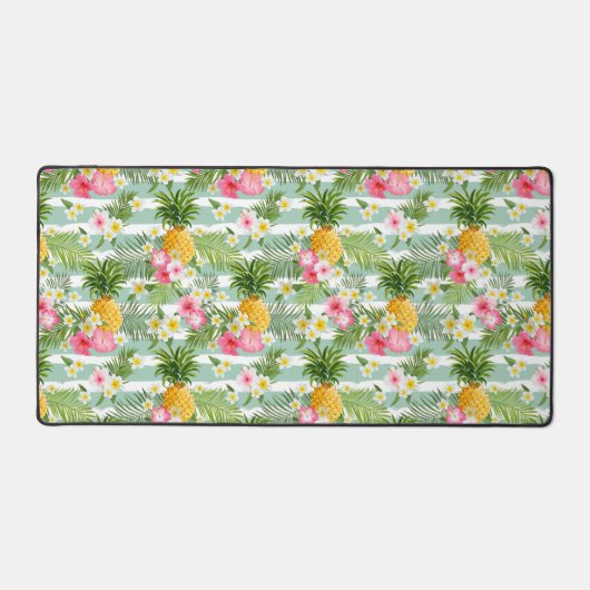 Fleurs et ananas Turquoises rayures (Recto)