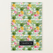 Fleurs et ananas Turquoises rayures | Ajouter Votr (Devant)