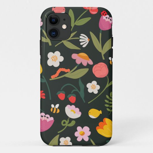 Fleurs et animaux. Conception coque iphone (Dos)