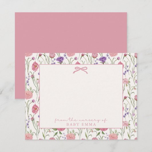 Fleurs et arc, De la pépinière de carte (Devant / Derrière)