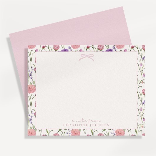 Fleurs et arc, une note de carte plate