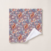 Fleurs et baies à l'aquarelle sur mauve (Gant de toilette)