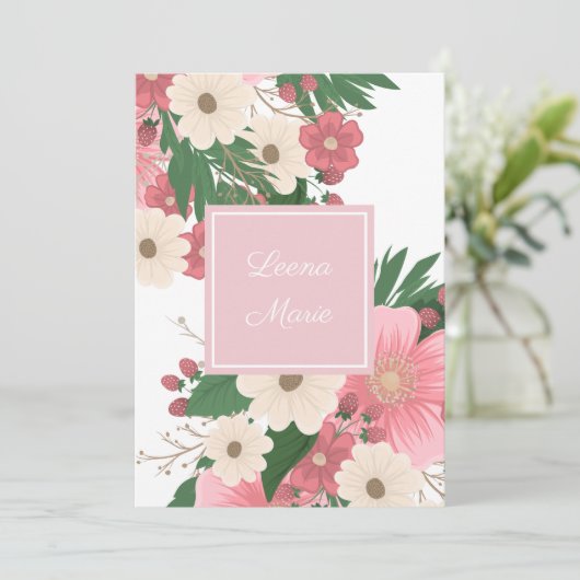 Fleurs et baies Invitation d'anniversaire (Debout devant)