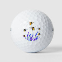Fleurs et balles de golf des abeilles volantes