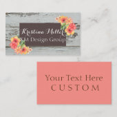 Fleurs et Barnboard | Rustique | Carte de visite (Devant / Derrière)