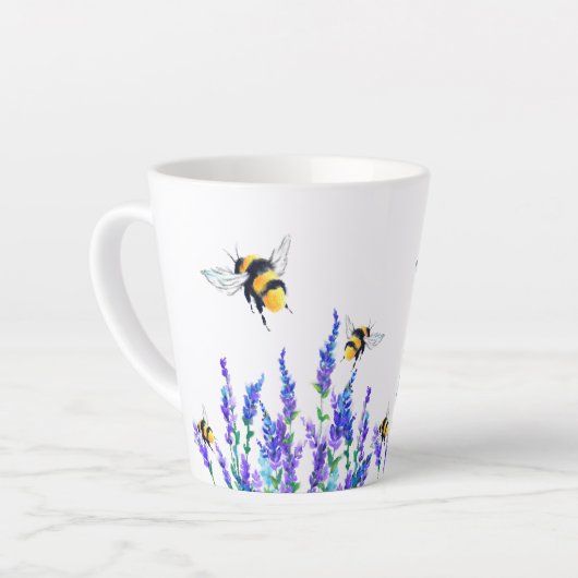 Fleurs et bees Latte Mug (Angle gauche)