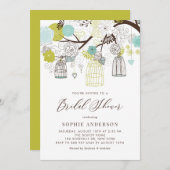 Fleurs et cages d'oiseaux Invitation de la douche  (Devant / Derrière)