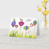 Fleurs et carte de voeux d'oiseaux (personnalisabl (Fleur jaune)