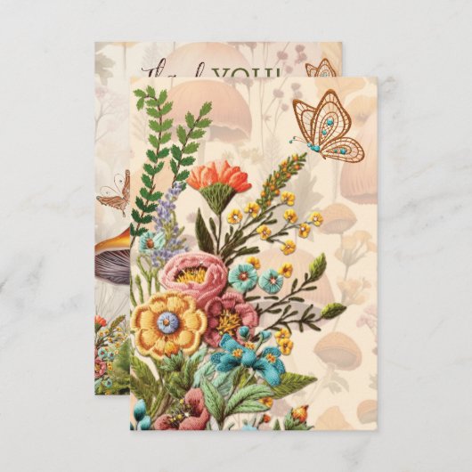 Fleurs et champignons Merci Note (Devant / Derrière)