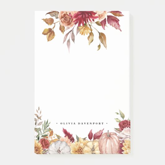 Fleurs et Citrouilles rustiques tombent Post-It No (Devant)