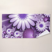 Fleurs et cœurs abstraits de l'amour fractal (Serviette de bain)