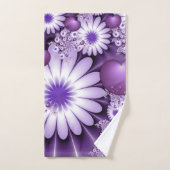 Fleurs et cœurs abstraits de l'amour fractal (Serviette à main)