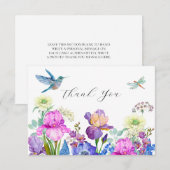 Fleurs et colibri oiseau Aquarelle merci (Devant / Derrière)