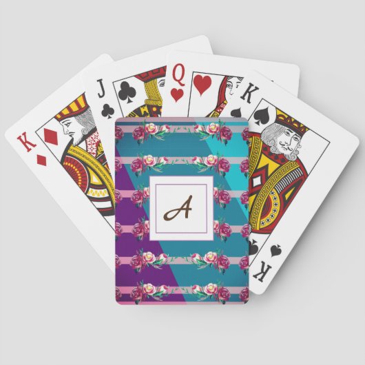 Fleurs et couleurs Monogramme Cartes de jeu (dos)