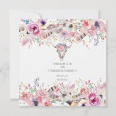 Fleurs et crâne de vache Invitation Glamour de cam (Dos)
