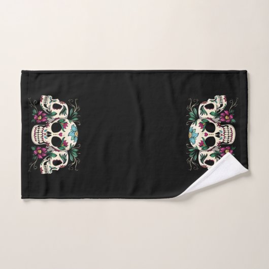 Fleurs et crânes (Serviette à main)