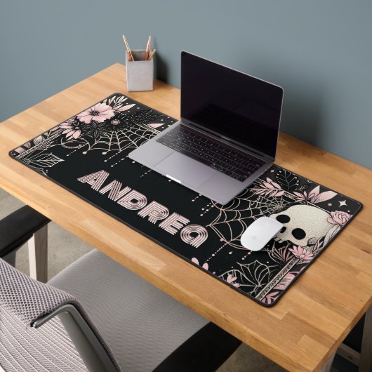 Fleurs et crânes avec nom (Bureau 2)