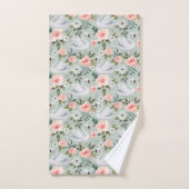 Fleurs et cygnes peints (Serviette à main)