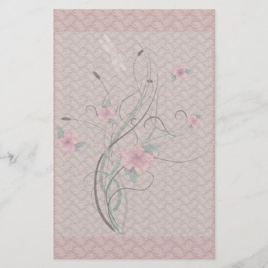 Fleurs et dentelle papeterie (Devant)