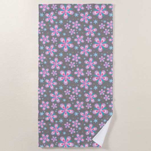 fleurs et étoiles serviette de plage (Devant)