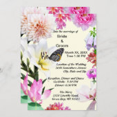 Fleurs et Faire-part de mariage papillon (Devant / Derrière)