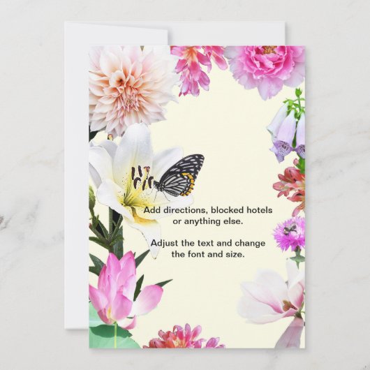 Fleurs et Faire-part de mariage papillon (Dos)