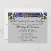 Fleurs et fer à cheval, Invitation de ruban bleu (Dos)